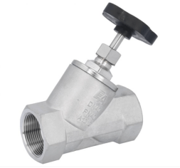 Inclined fan Schrägsitzventil DN25, PN40, DIN3239, Edelstahl 1.4408/PTFE