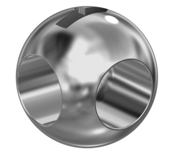 Ball-ZD, DN40, L-Bohrung, Edelstahl