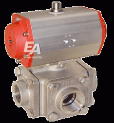 Кран шаровый-ZD, DN32, с приводом-ED, DW63 Ed 1.4408/PTFE-FKM, L-резьба, двойного действия