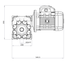 Мотор-редуктор BOX90 i:15 Dout35 Dm28 P112B5 Mot 100LA-4 B5 kW2,2 230/400 B8 ASSEMBLYB