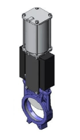 Gate valve mf CMO RN10, double-acting pneumatic actuator, housing GJL-250 (GG25), knife AISI304, EPDM