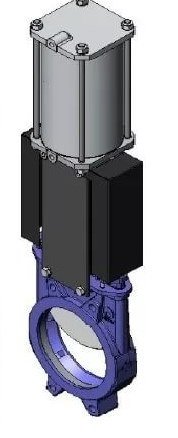 Gate valve mf CMO RN10, double-acting pneumatic actuator, housing GJL-250 (GG25), knife AISI304, EPDM