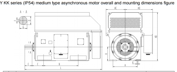 محرك كهربائي يك 3554-2 315 كيلو واط 6000 فولت 3000 دورة في الدقيقة - إف ، آي بي 55 ، 50 هرتز ، آي سي 611