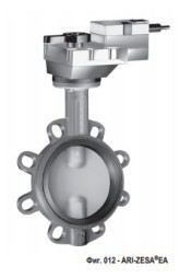 Rotary shutter 22.012 ARI-ZESA-EA1Y with e-drive 24V AC/DC, EN-JS1030/stainless steel.steel, flanged (PN 16, DN 20)