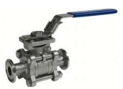 Кран шаровой под зажимы пп 3-ной GENEBRE PN25 AISI316/AISI316/AISI316/PTFE Тмакс=+180оC ручка