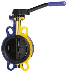 Rotary disc shutter ZETKAMA 497B-032-C-68, DN032, PN16, housing - GJS-400-15 (GGG40), disc - AISI316 (CF8M), seal - EPDM, M/F, handle