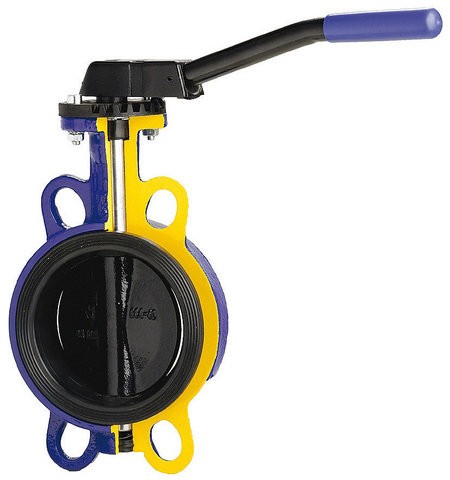 Rotary disc shutter ZETKAMA 497B-032-C-68, DN032, PN16, housing - GJS-400-15 (GGG40), disc - AISI316 (CF8M), seal - EPDM, M/F, handle