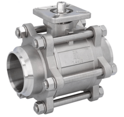 Ball valve DN65, PN64, 1.4408/PTFE-FKM for welding, ISO 5211, DIN3202-S13