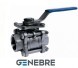 Genebre PN63 ball valve, full-bore, 3-piece, stainless steel.AISI316 steel (CF8M)/CF8M/PTFE,