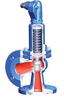 Safety valve 12.921 ARI-SAFE-P angular PN16 body: grey cast iron Tmax=+300oC f/f (DN20)