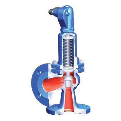 Safety valve 12.921 ARI-SAFE-P angular PN16 body: grey cast iron Tmax=+300oC f/f (DN20)