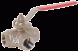 Compact 3-stroke ball valve. DN65, PN16 L-thread, steel/PTFE/stainless steel. steel