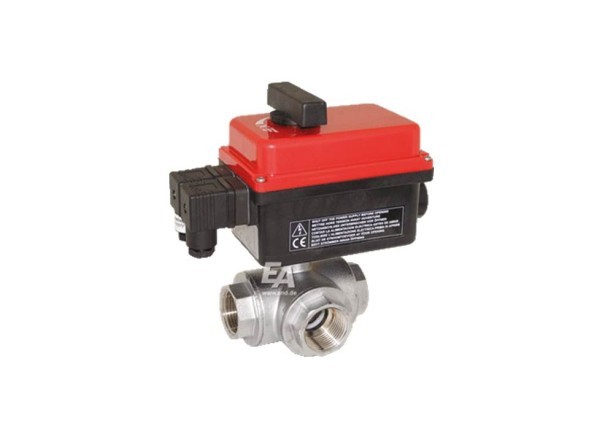 Ball valve-TN, 11/2&amp;quot;, with drive-RT35-007 Ms./PTFE-FKM, L-thread, 230V 50Hz, time. srab. 7s.