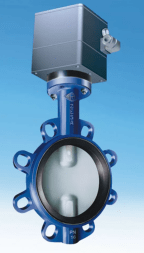 Rotary shutter 22.012 ARI-ZESA-Deufra with electric drive, K.cast iron/stainless steel. steel, Tmax=+150oC flanged (PN 16, DN 150)