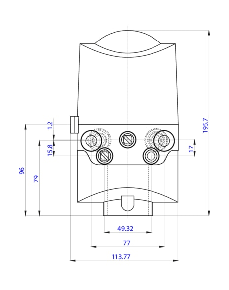 Control head for direct-flow hygienic valves (196411)