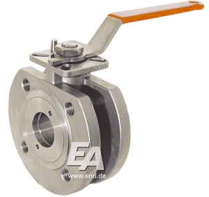 Ball valve-ZK, DN100, with actuator-ED, DW125 Ed./PTFE-FKM, handle, double action