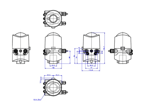 Control head for direct-flow hygienic valves (196410)