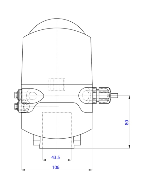 Control head for direct-flow hygienic valves (196410)