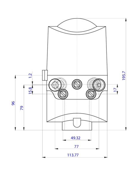 Control head for direct-flow hygienic valves (196410)