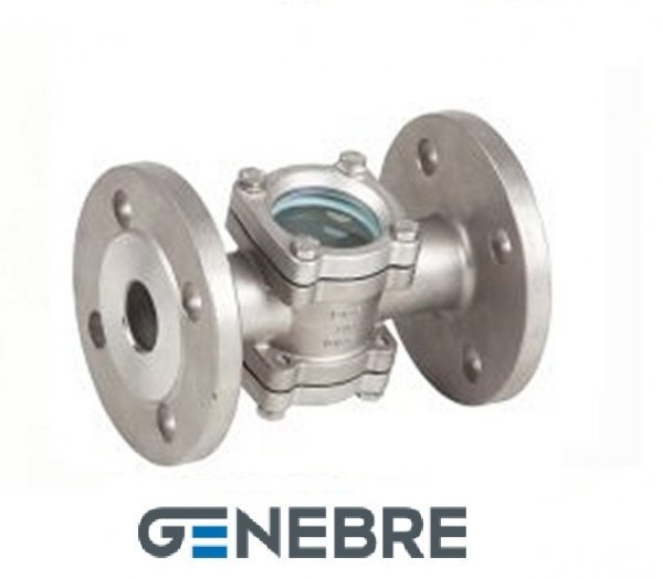Genebre viewing glass, stainless steel. steel flange