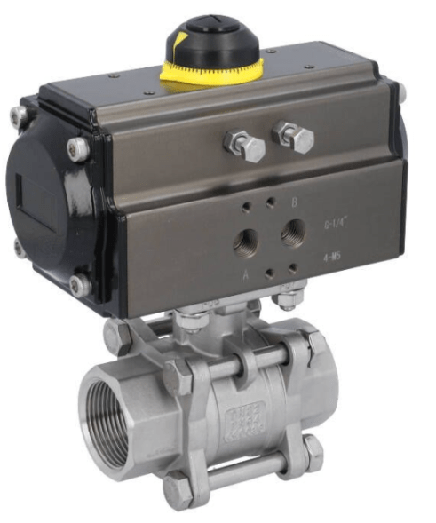 Ball valve MA 11/2&amp;quot;-Innengewinde, mit Antrieb OD63, Edelstahl/PTFE-FKM, doppeltwirkend