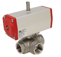 Кран шаровый Kugelhahn-PD+NBN3-F25-E8-V1+BT33, 3/4", m. Antrieb-ED, DW43, Edelstahl/PTFE, L-Bohrung,doppeltwirkend