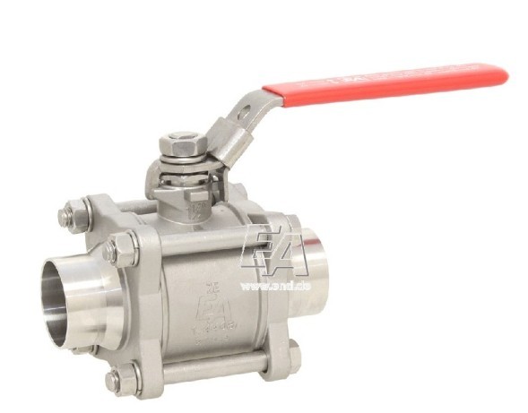 Ball valve DN25, PN64, 1.4408/PTFE, HT, welding, full bore, DIN3202-S13 ZE311064/HT