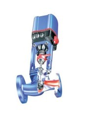 Control valve 12.440 ARI-STEVI with electric drive PN16, EN-JL1040/PTFE +250oC fl (DN150 with Premio 2G 12kN 230V AC)