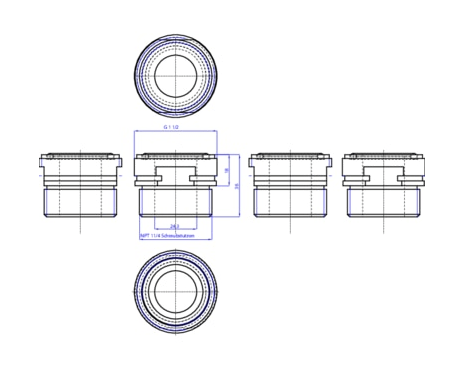 Special adapter for mounting pH/ORP sensors and ELEMENT series conductometers in the pipeline (561228)