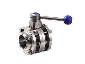 DF-1 Disc sanitary faucet 3-sec.(butterfly valve) ISO S.S.316/EPDM flanged welding/welding/welding