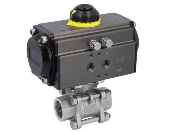 Ball valve ball valve MA 3/4&amp;quot;-internal thread, with drive OD52, stainless steel/PTFE-FKM, double-acting