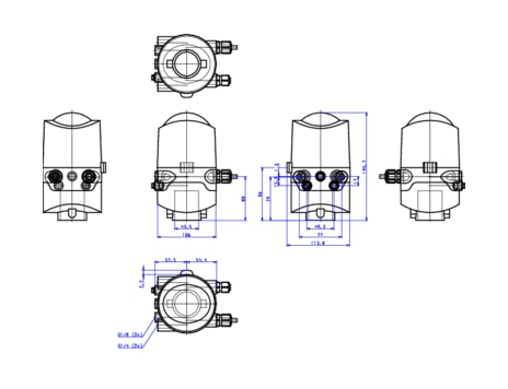 Control head for direct-flow hygienic valves (196412)
