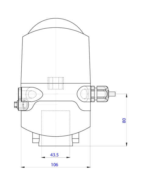 Control head for direct-flow hygienic valves (196412)