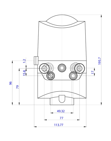 Control head for direct-flow hygienic valves (196412)