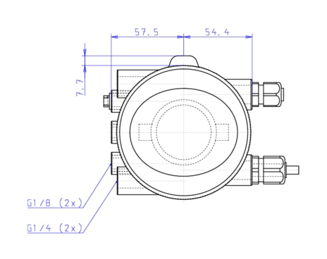 Control head for direct-flow hygienic valves (196412)