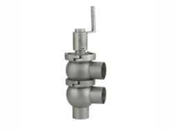 Sanitary double-seat reversible valve angular DIN type 210 (L,L type) S.S.304 welding/welding