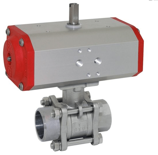 Ball valve MA DN40-Welded, with ED55 actuator, stainless steel/PTFE-FKM, double-acting