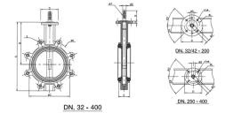 205LE R Disc Shutter Lug Xurox PN16 GGG40.5/1.4408/EPDM Tmax=+120oC gearbox