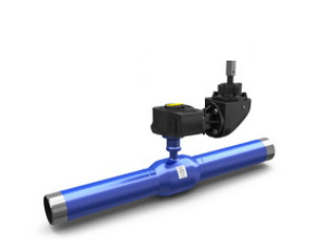 KSH.Ts.P.R.XXX.25.02 PP Ball valve p/passage. LD PN25, Steel 20 /Stainless steel. 1.4308 /PTFE steel, welding/welding, gearbox