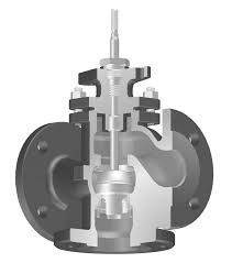 Control valve 12.450 ARI-STEVI 3-stroke. PN16 EN-JL1040/PTFE-V-Ring +220oC fl (DN100 with electric.priv. ARI-PREMIO 2.2kN mixing Kvs=160)
