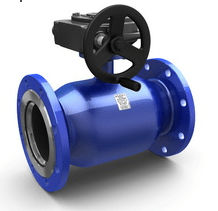 KSH.Ts.F.R.XXX.40.02 PP Ball valve p/passage. LD PN40, Steel 20 /Stainless steel. 1.4308 /PTFE steel, flange/flange, reducer