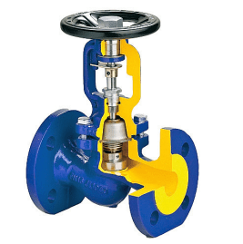 Shut-off bellows valve ZETKAMA 234F-150-E-01, DN150, PN40, body - carbon steel 1.0619 (GP240GH), F/F, steering wheel