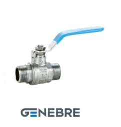 Full-bore ball valve GENEBRE 3033 05 DN020 PN25, body-brass, ball-brass, ball seal-PTFE, HP/HP, lever handle (8 pcs in a box)