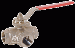 Ball valve 3-way 2", d40, PN63 L-thread, stainless steel. steel 1.4408/PTFE-FKM