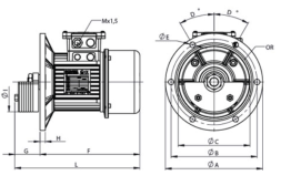 Vibration motor I040057 T4M/150/45/400/125V.230/400/50Hz RPM1500 Kw1.25 FCMAXKg 1500
