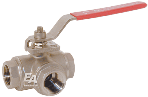 Compact 3-stroke ball valve. DN20, PN16 L-thread, steel/PTFE/stainless steel. steel