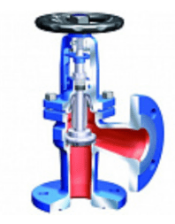 Shut-off valve 35.307 ARI-STOBU corners. with oil seal. PN40 cast steel, flanged (DN15 PN40)