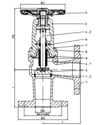 Shut-off valve 35.307 ARI-STOBU corners. with oil seal. PN40 cast steel, flanged (DN15 PN40)