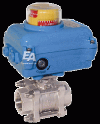 Ball valve-SK, DN80/d90, with actuator-ED, DW70 PVC/PTFE-EPDM, double acting