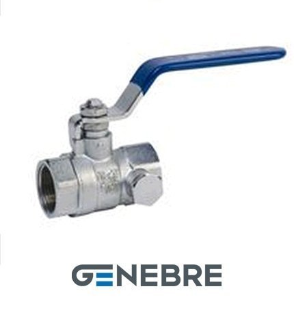 Кран шаровой Genebre, PN25 п/прох. со спуск., латунь 2.0402/2.0402/PTFE, Тмакс=+180оС ВР/ВР, ру